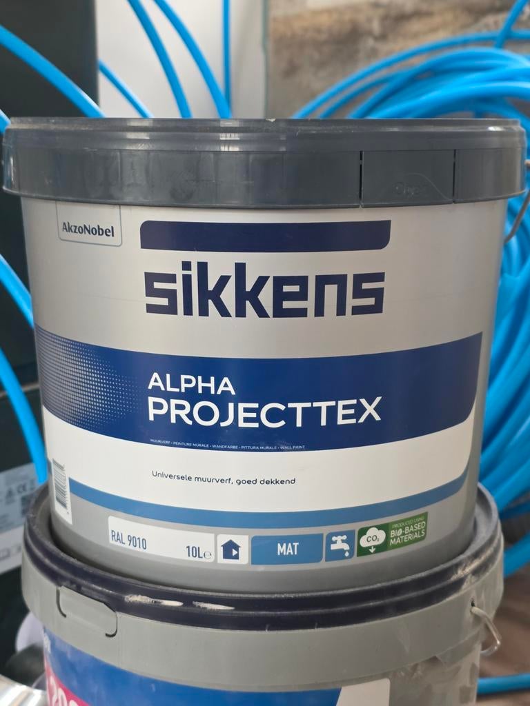 Sikkens alpha projecttex 10 L 9010 prijs 70€, Ophalen, Nieuw, Wit