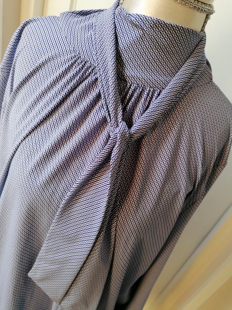 Studio Anneloes Travelstof Blouse Blauw Wit L Strik, Studio Anneloes, Blauw, Maat 42/44 (L), Nieuw