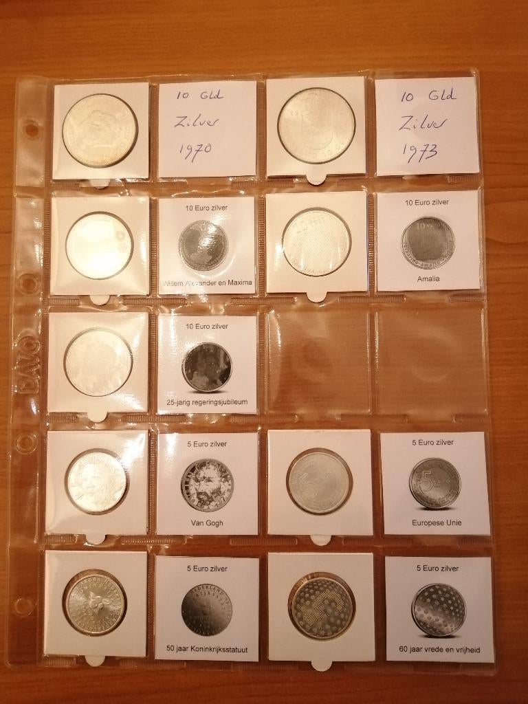 (M-06) 13 Zilveren munten Juliana/Beatrix 10 gld-10 en 5euro, Postzegels en Munten, Koningin Juliana, Zilver, Euro's, Ophalen of Verzenden
