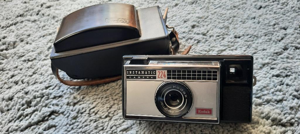 Kodak instamatic 224 + lederen draagtas, Verzamelen, Ophalen of Verzenden, 1960 tot 1980, Fototoestel