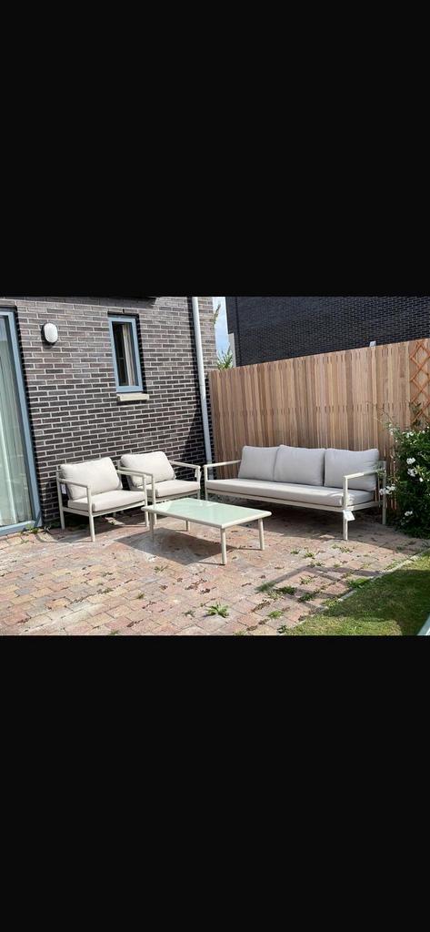 Loungeset Bram Karwei, Tuin en Terras, Tuinsets en Loungesets, Ophalen, 5 zitplaatsen, Gebruikt, Aluminium