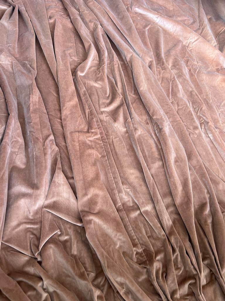 2 HEMA fluwelen gordijnen, dusty rose, Ophalen, Gebruikt, 200 cm of meer, Overige kleuren