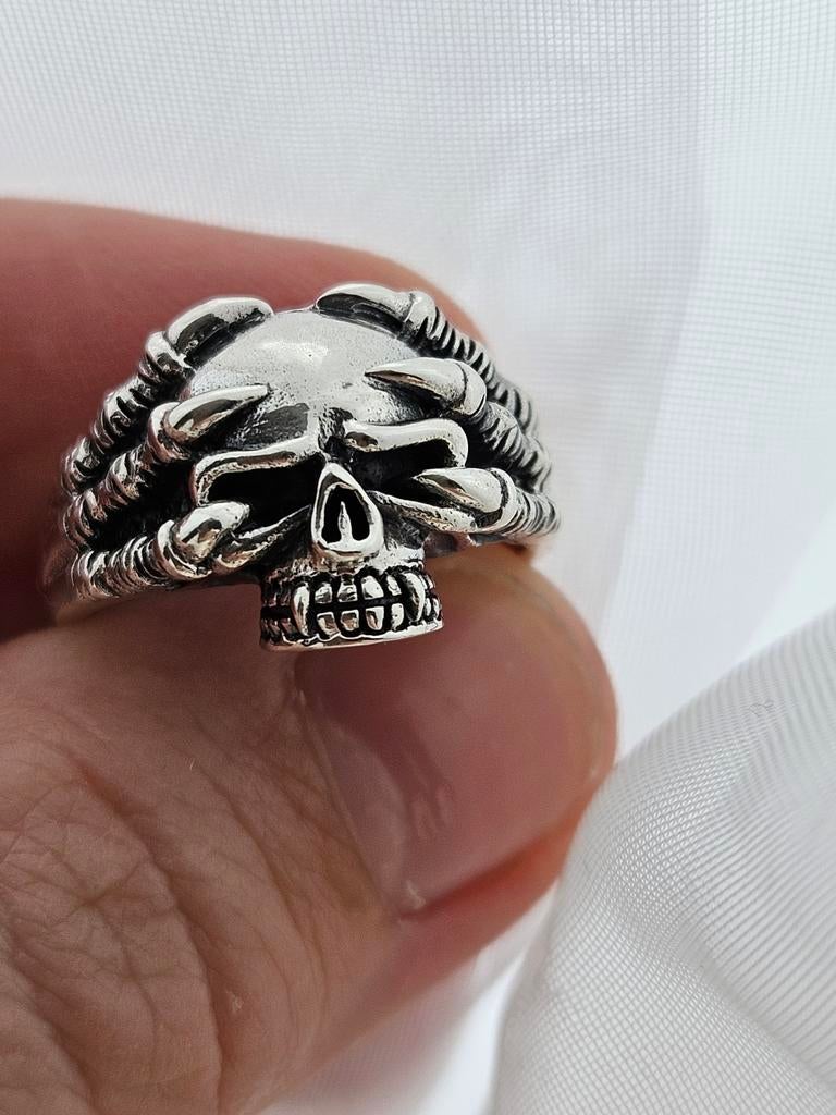 Sterling zilveren skull klauw heren ring, 20 of groter, Heer, Nieuw, Ophalen of Verzenden