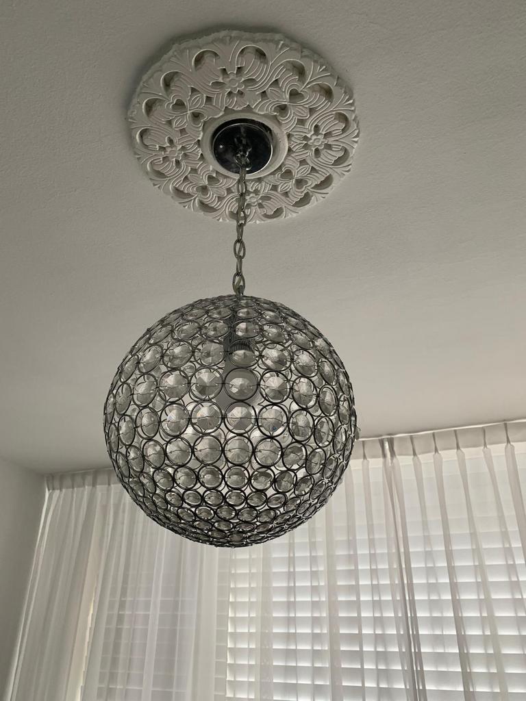 Hanglamp met kristallen, Ophalen of Verzenden, Zo goed als nieuw