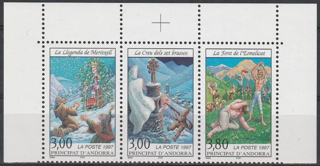 1160. Andorra (fr) strook 514/16 pfr. Sagen en Legenden, Ophalen of Verzenden, Overige landen, Postfris