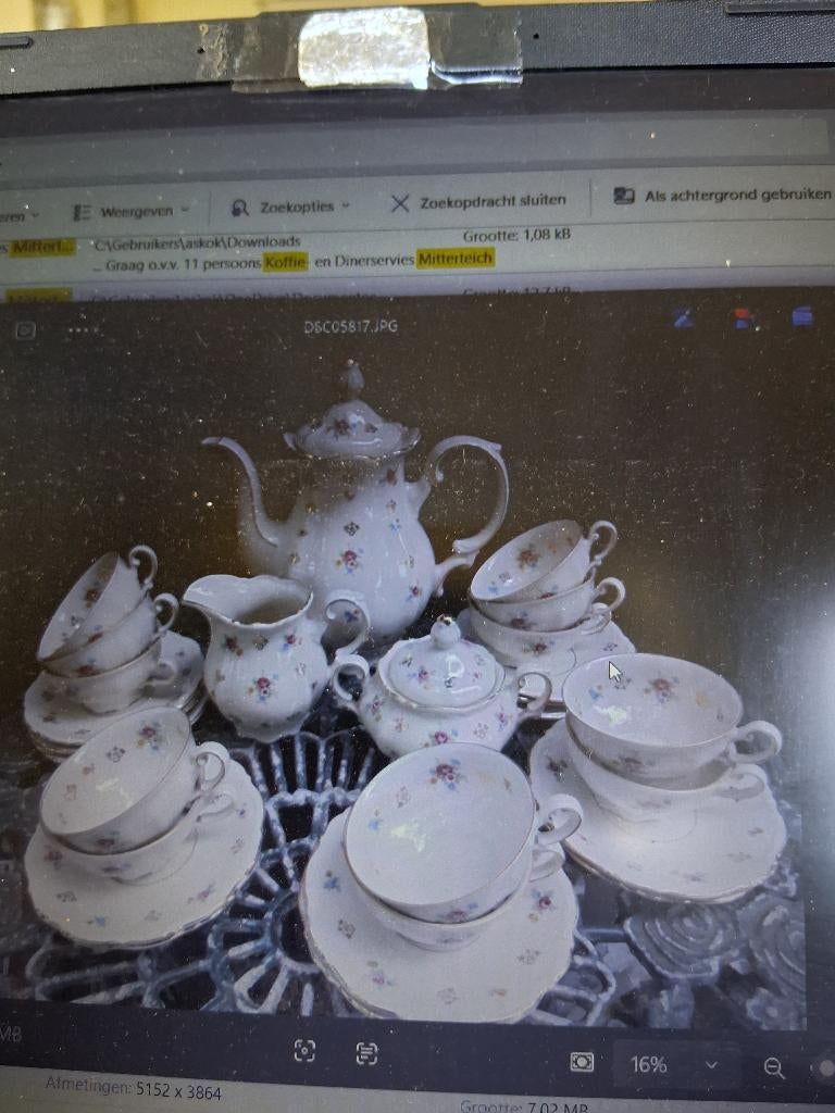 Koffieservies Mitterteich Bavaria bloemboektjes / roze roos, Ophalen of Verzenden