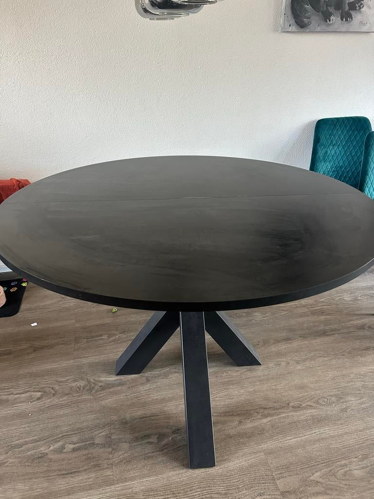 Zwarte uitschuifbare tafel, Ophalen, Gebruikt, Rond