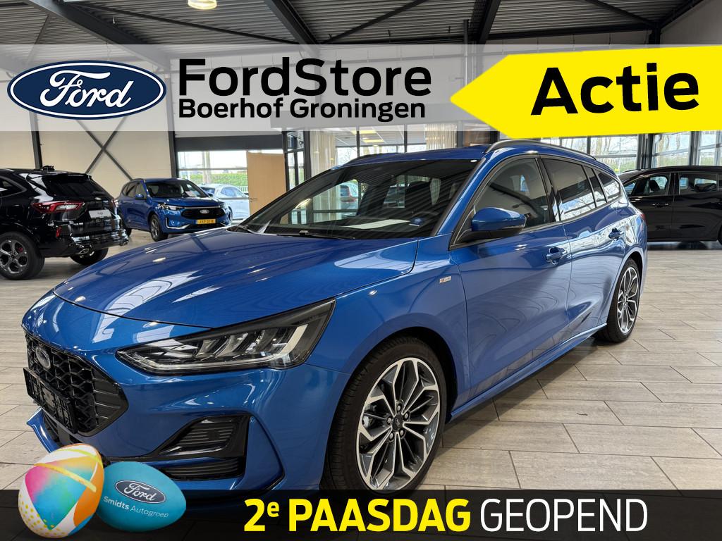 Ford FOCUS Wagon ST-Line X EcoBoost Hybrid 155 pk Trekhaak |, Stof, Gebruikt, Blauw, Hybride Elektrisch/Benzine