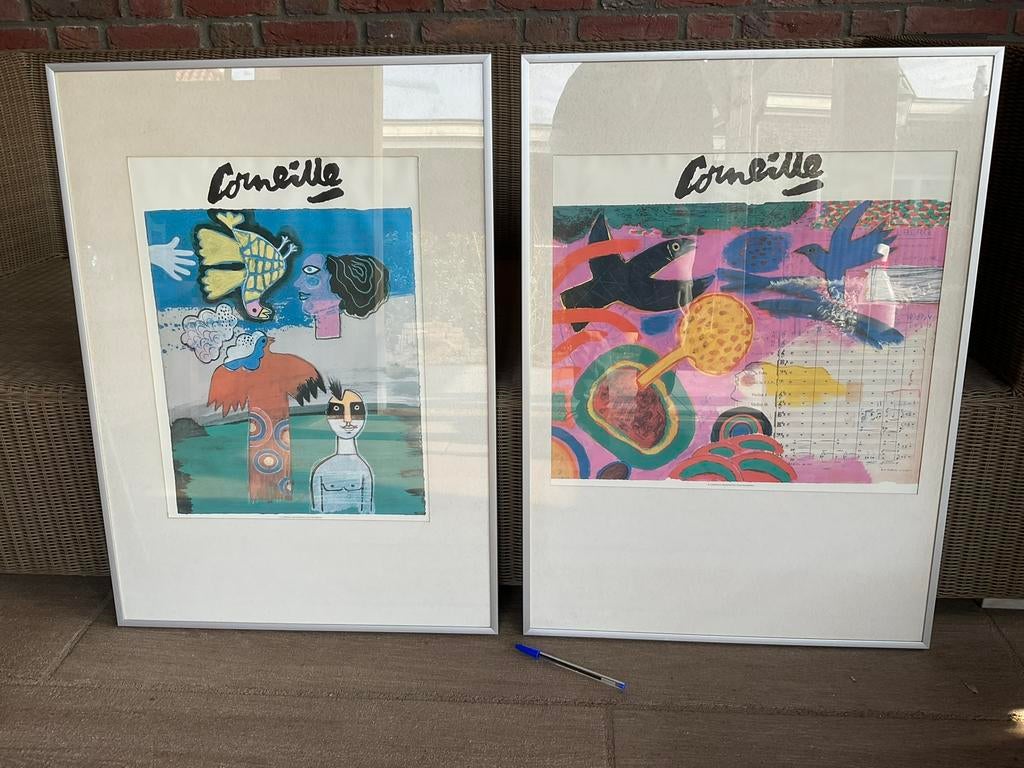 Corneille in zilverkleurige lijsten, Antiek en Kunst, Kunst | Litho's en Zeefdrukken, Ophalen