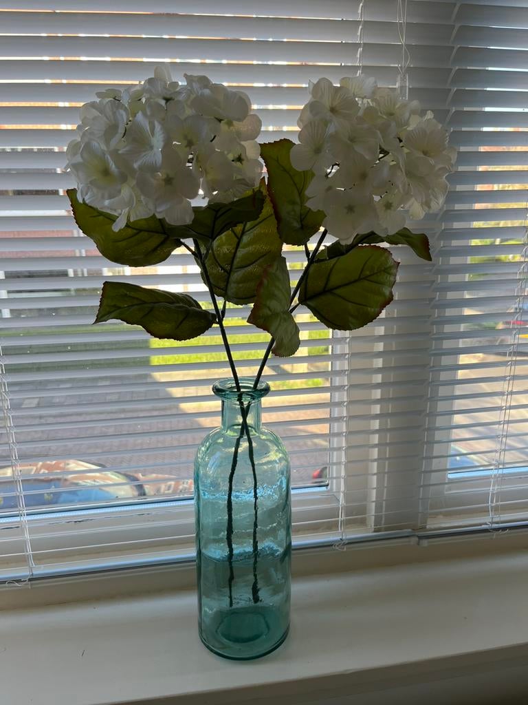 Blauwe glazen vaas, Huis en Inrichting, Woonaccessoires | Vazen, Blauw, Ophalen of Verzenden, Minder dan 50 cm, Glas