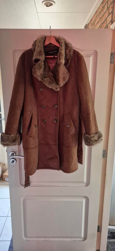 Beaumont dames winterjas met bontkraag, Bruin, Beaumont, Gedragen, Ophalen