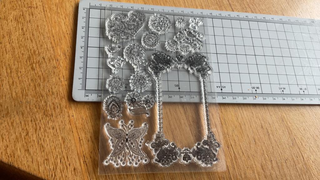 Stempelset vlinder bloemen en frame, niet gebruikt set 5, Ophalen of Verzenden, Zo goed als nieuw, Overige thema's