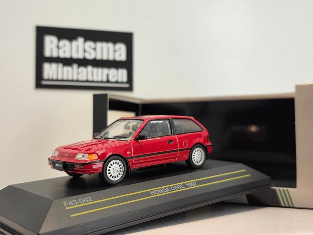 Honda Civic ED 1987 - Rood - 1:43 First43, Overige merken, Auto, Nieuw, Ophalen of Verzenden