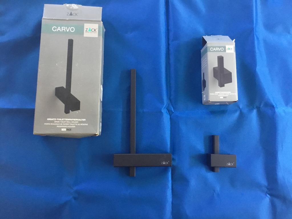 ZACK Carvo Toiletrolhouder & Handdoekhaak - Zwart RVS, Ophalen, Nieuw, Zwart, Overige typen