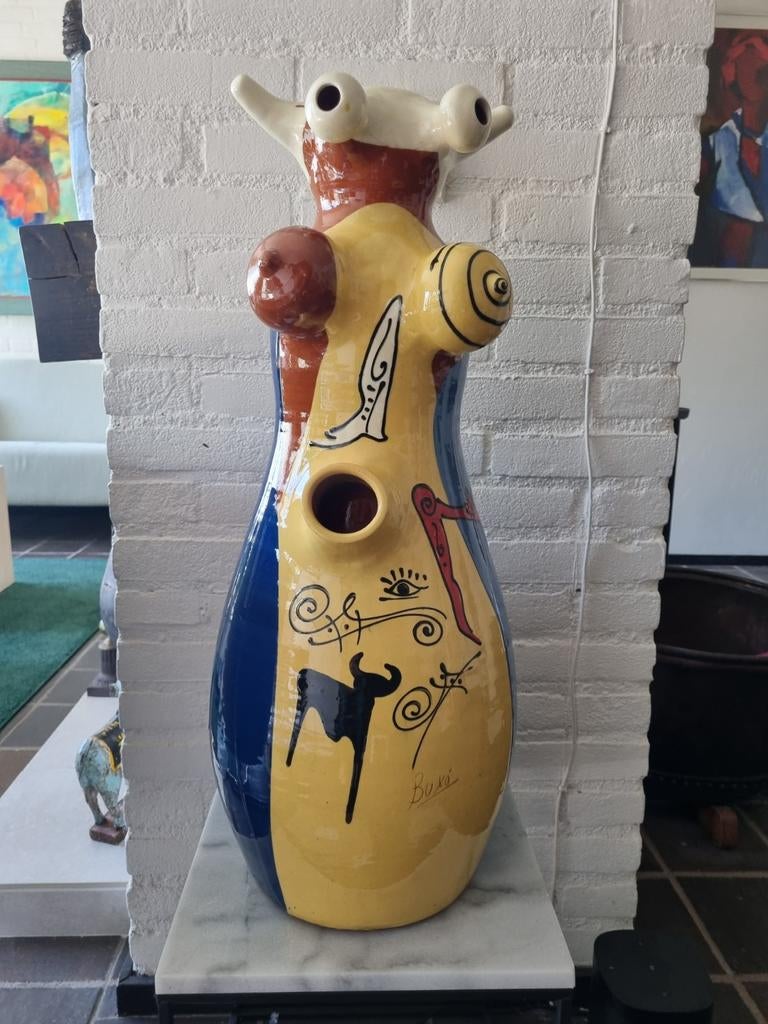 Grote Buxo vaas, 75cm hoog, kleurrijk en uniek design, Ophalen