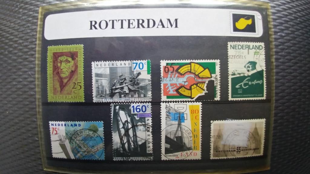Enveloppe met 1dags zegel + setje zegels Rotterdam., Ophalen of Verzenden, Na 1940, Gestempeld