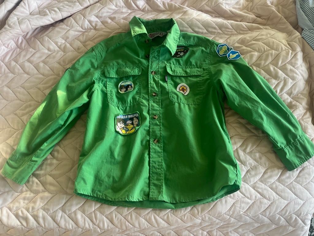 Welpenblouse scouting groen maat 134, Gebruikt, Jongen of Meisje, Overhemd of Blouse, Ophalen of Verzenden