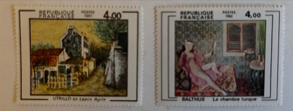 Twee Franse postzegels - Utrillo & Balthus, Ophalen of Verzenden, Postfris