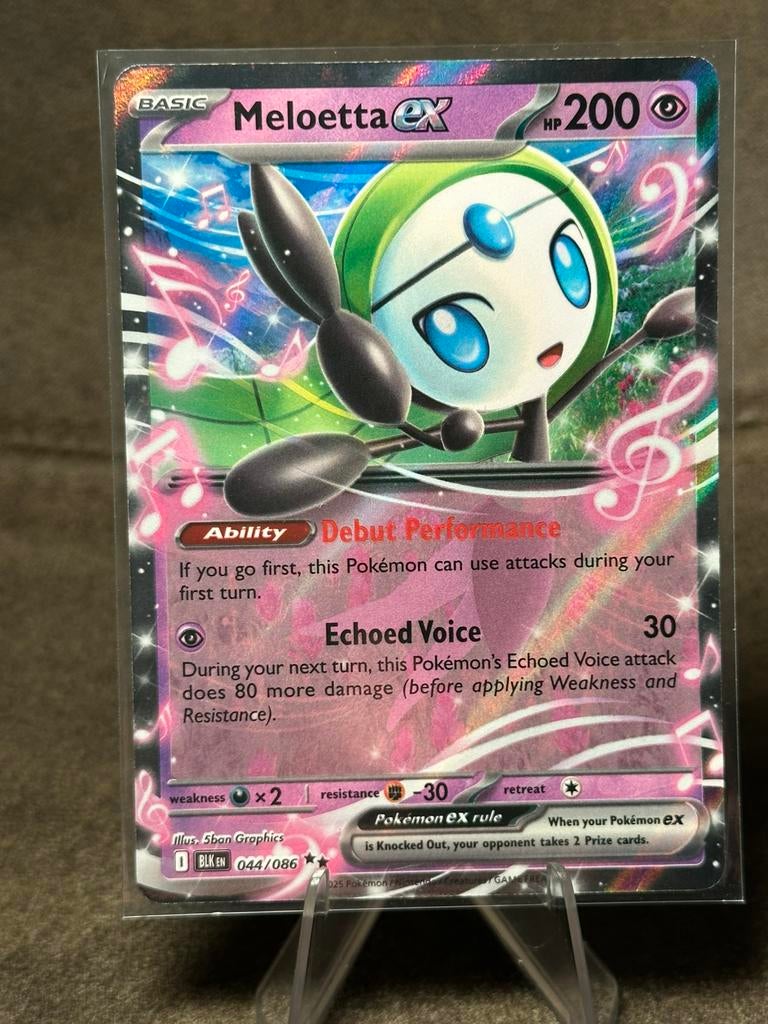 Meloetta Ex #44 044/086 (Pokemon Black Bolt), Ophalen of Verzenden, Zo goed als nieuw