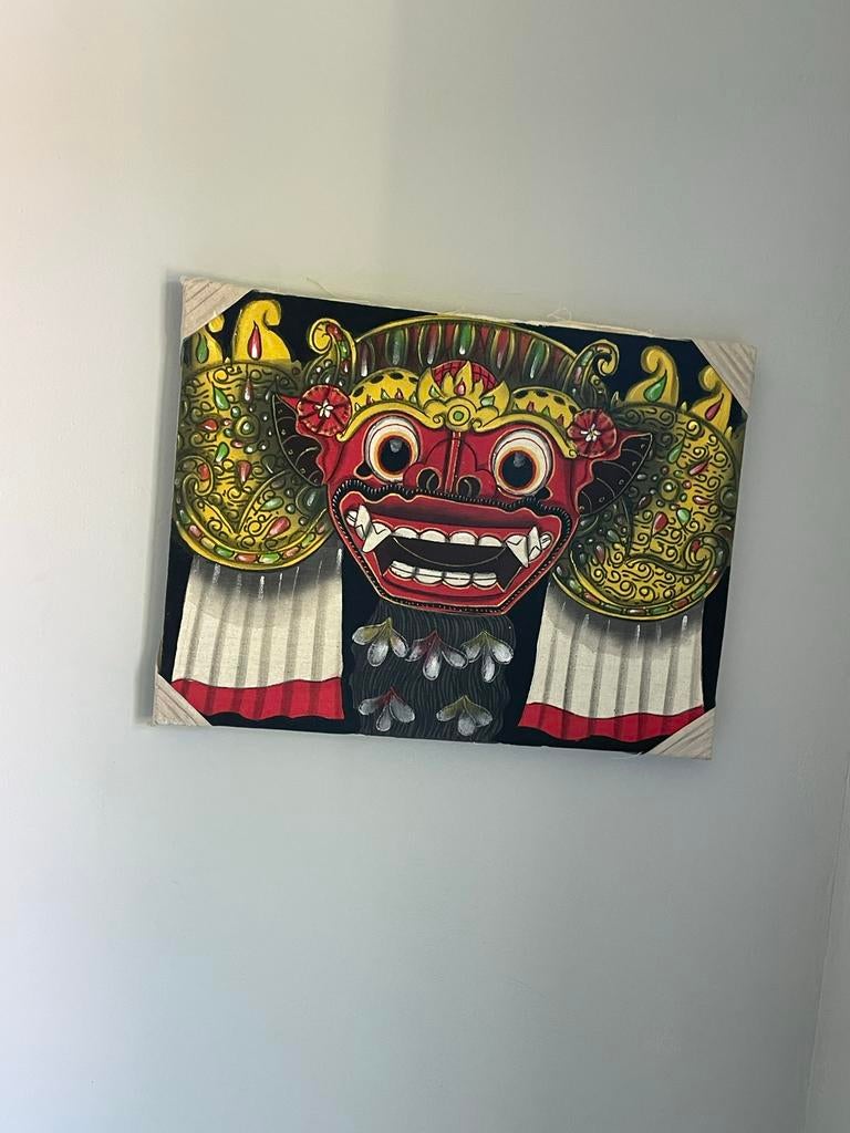 Mooi schilderij barong dance Bali, Ophalen of Verzenden