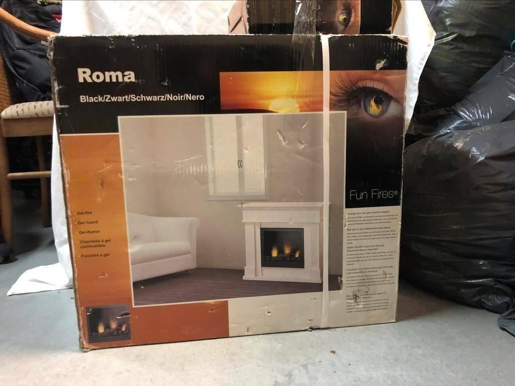 Gelhaard Fun Fires Roma en keramische houtblokken, Huis en Inrichting, Haarden, Ophalen, Elektrische haard, Onbekend, Nieuw