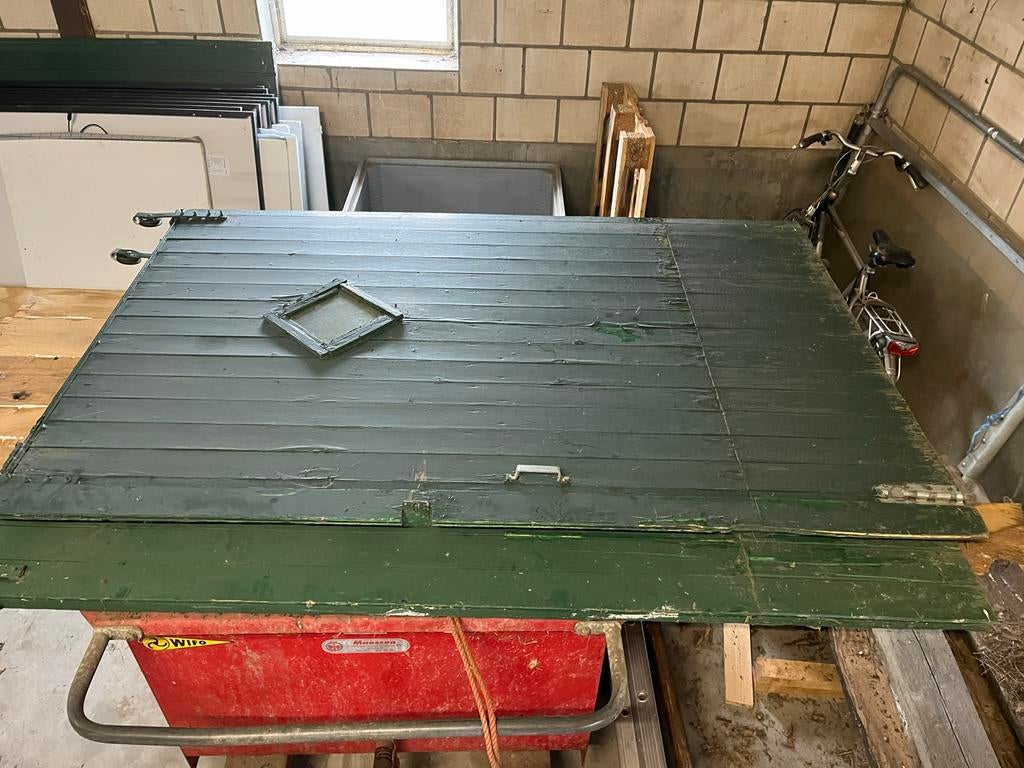 Houten staldeuren - Gebruikt, Doe-het-zelf en Verbouw, Deuren en Horren, Ophalen, Gebruikt, 120 cm of meer, Garagedeur