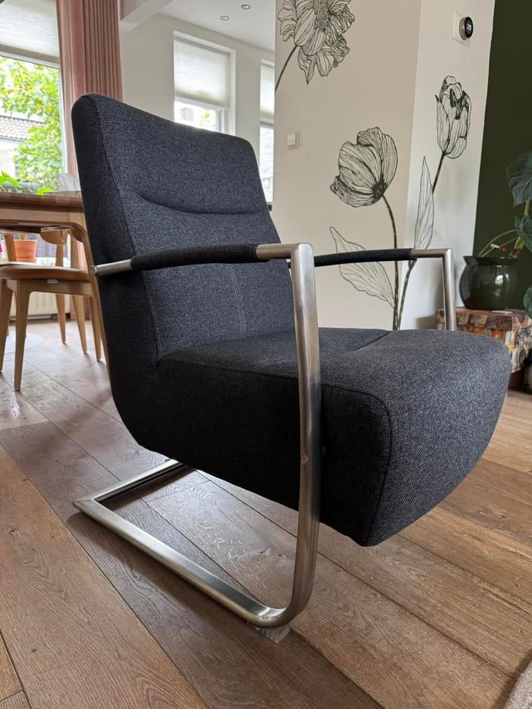 Fauteuil Xooon grijs, Huis en Inrichting, Fauteuils, Zo goed als nieuw, Metaal, Stof, 50 tot 75 cm, 75 tot 100 cm, Ophalen