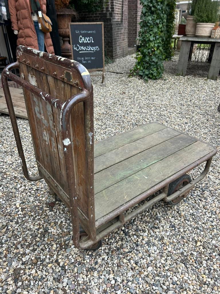 Stoere vintage industriële transportkar / bagagewagen, Ophalen of Verzenden