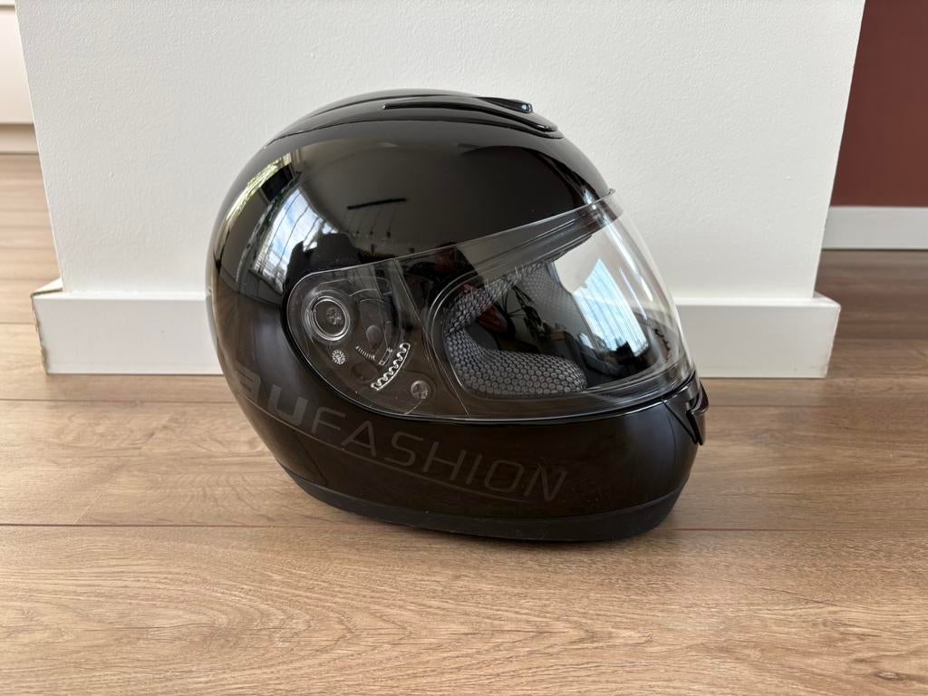 Helm Nau Fashion zwart, Fietsen en Brommers, Brommerhelmen, Ophalen, Gebruikt, Medium