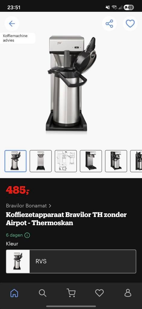 Bravilor Koffiemachine met Thermoskan, Ophalen of Verzenden