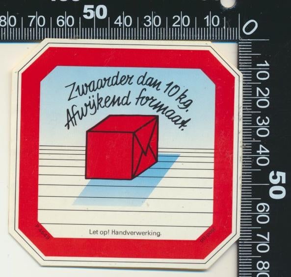 Sticker: PTT Post - Zwaarder dan 10 kilo (3), Verzenden, Zo goed als nieuw, Bedrijf of Vereniging