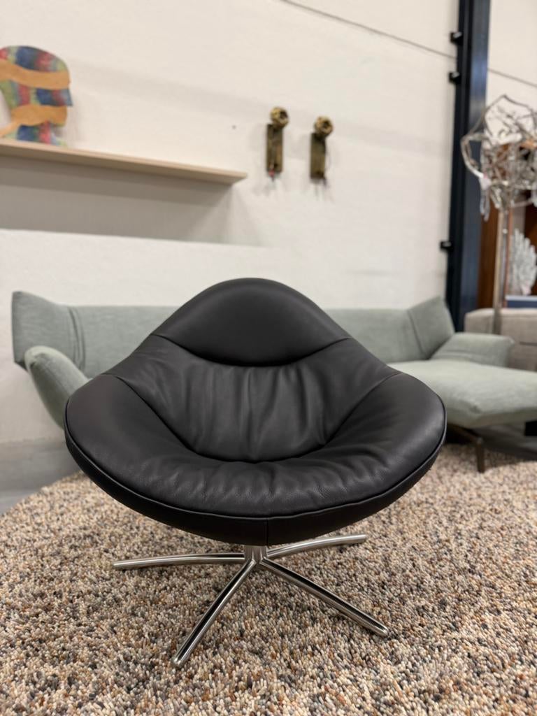 Nieuw Label Vandenberg Hidde Soft Fauteuil Zwart leer Gin, Nieuw, Label van den Berg, 50 tot 75 cm, Leer