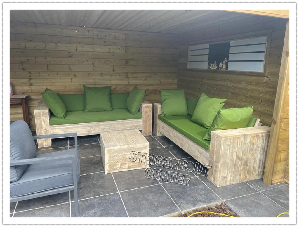 Steigerhout Loungebank Tuinset Terras Banken Tuin Meubelen, Tuin en Terras, Verzenden, Steigerhout, Nieuw, Eettafel