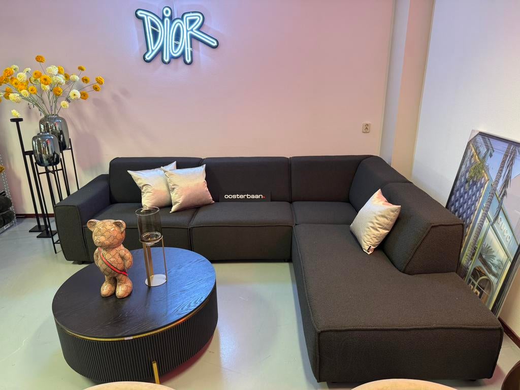 ACTIE Luxe Boucle Teddy Elementen Hoekbank 300x230cm Zwart, Huis en Inrichting, Banken | Bankstellen, 250 tot 300 cm, Info@oosterbaanwonen.nl