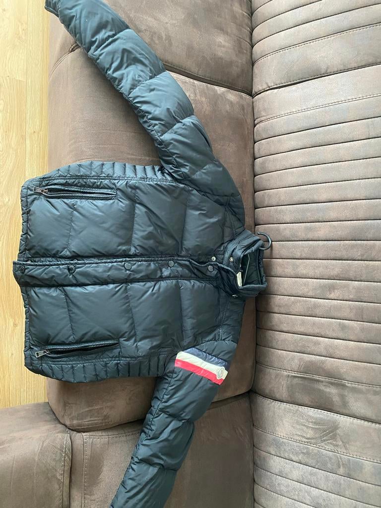 Originele Zwarte Moncler Jas Maat S Conditie 8/10 Biker, Ophalen of Verzenden, Zo goed als nieuw, Zwart