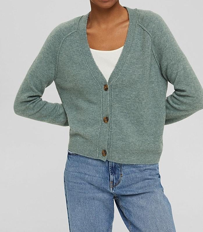 Esprit dusty groen buttoned wollen cardigan vest maat 38, Kleding | Dames, Maat 38/40 (M), Nieuw, Ophalen of Verzenden, Groen
