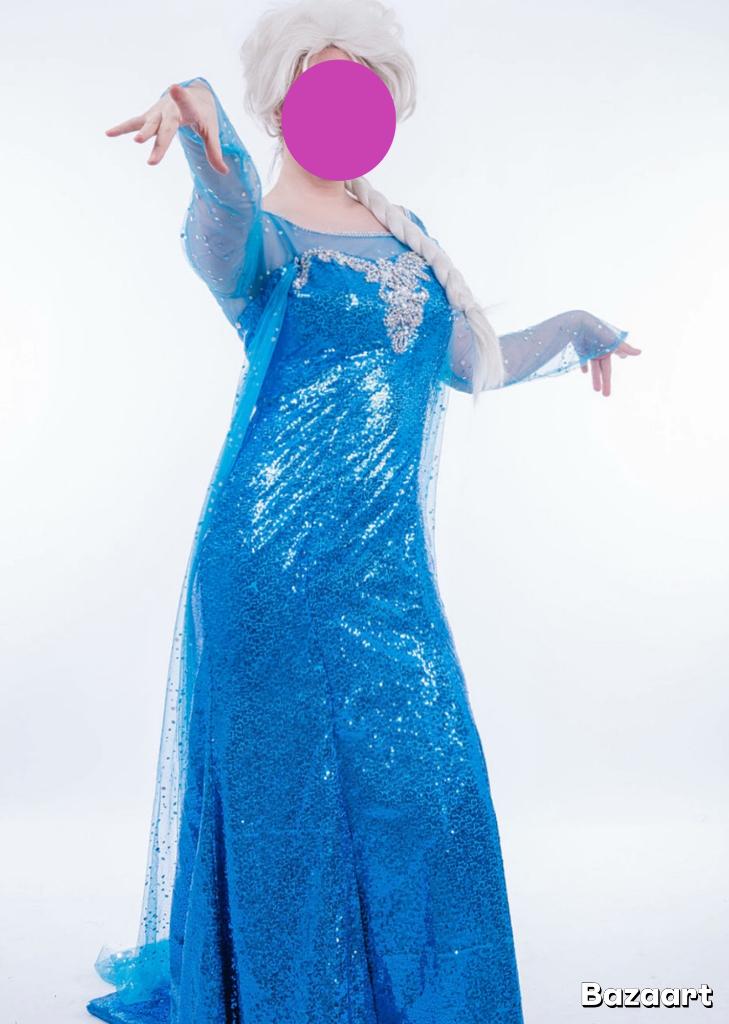 Frozen jurk + pruik / elsa, Onbekend, Ophalen of Verzenden, Gedragen