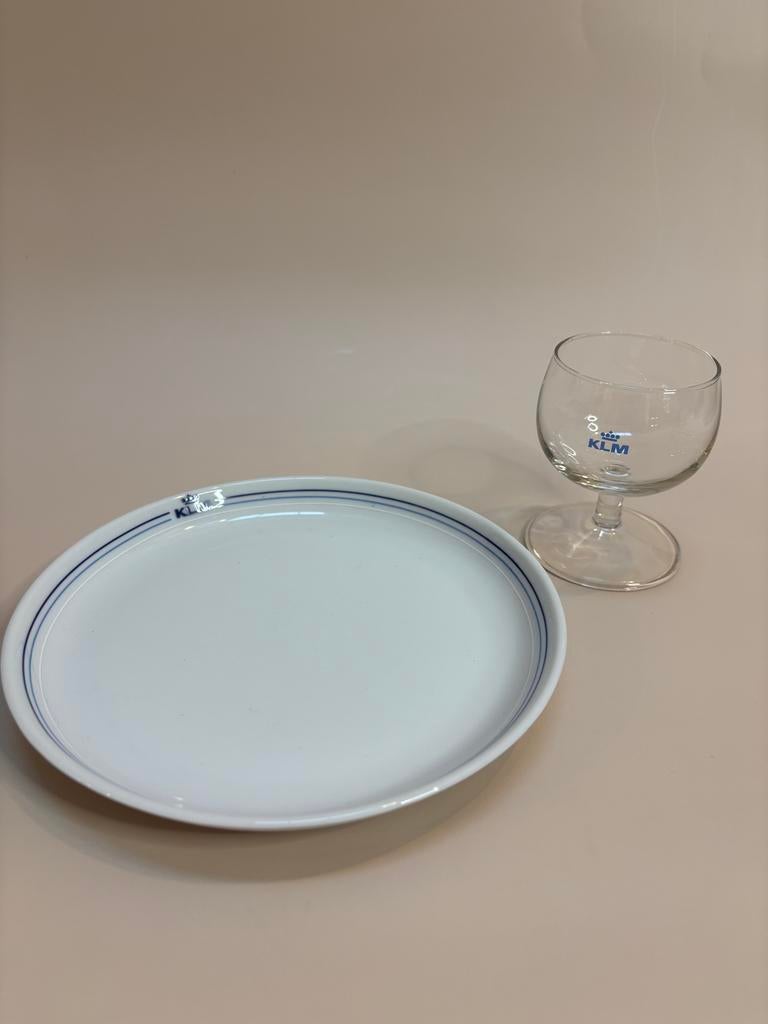 KLM Servies - Bord en Glas verzamelaar, Gebruikt, Ophalen of Verzenden, Bord(en), Overige stijlen