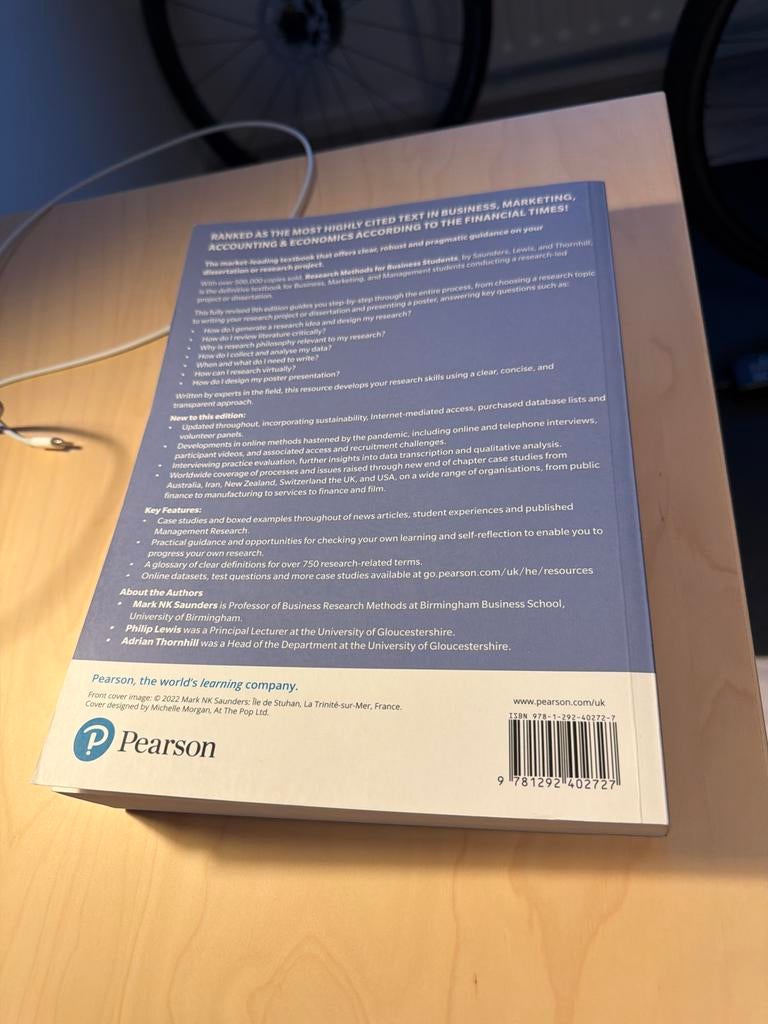 Research Methods for Business Students - 9e editie, Ophalen of Verzenden, Gamma, Zo goed als nieuw, HBO