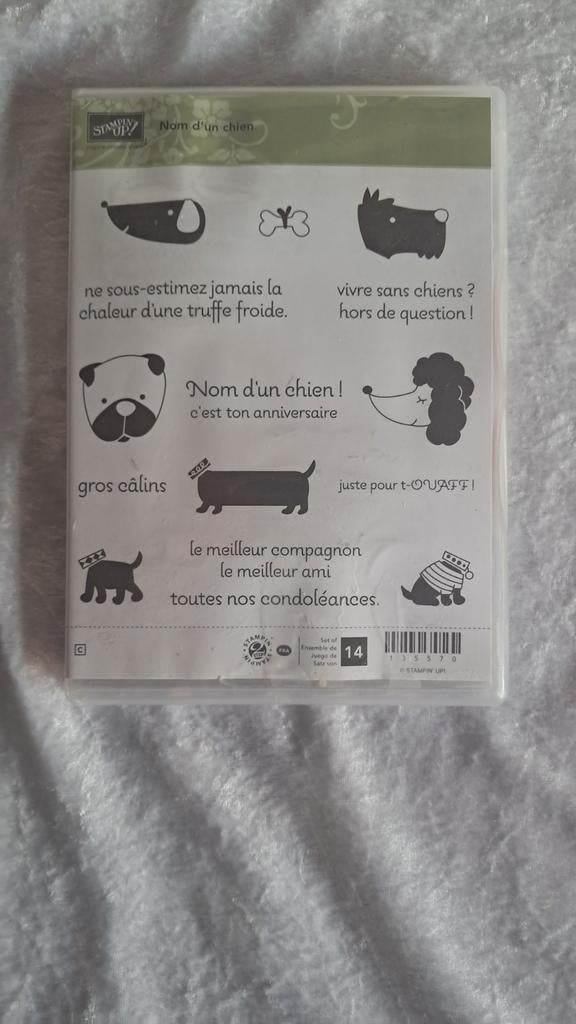 zgan. Stempelset Nom d'un chien, Stampin Up Hot diggity dog, Hobby en Vrije tijd, Stempelen, Zo goed als nieuw, EZ-mounted stempel