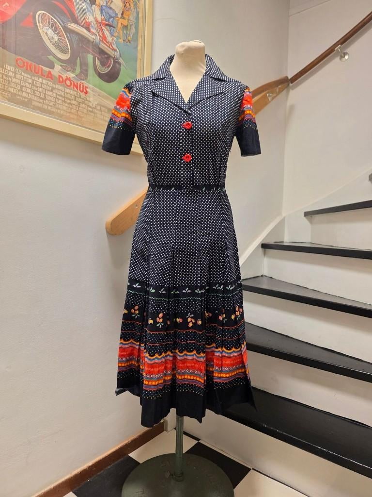 YV7466: Vintage 70's Dress - Jurk, Maat 38/40 (M), Overige kleuren, Ophalen of Verzenden, Vintage