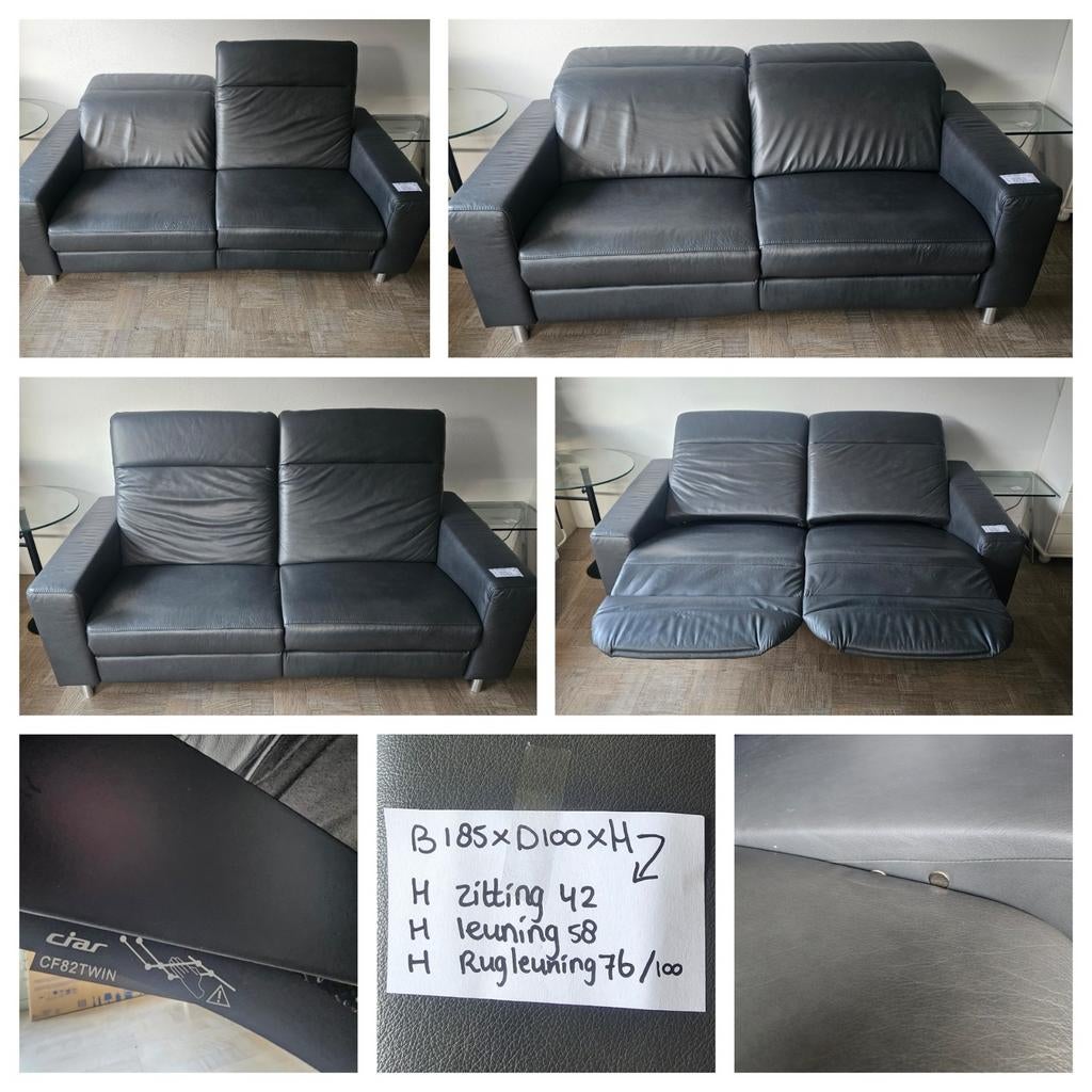 Luxe leren electrische Verstelbare bank, Huis en Inrichting, Banken | Bankstellen, Ophalen, Zo goed als nieuw