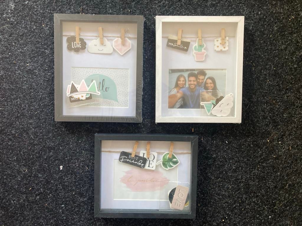 Leuke fotolijstjes met knijpertjes voor foto's en decoratie, Ophalen of Verzenden, Nieuw