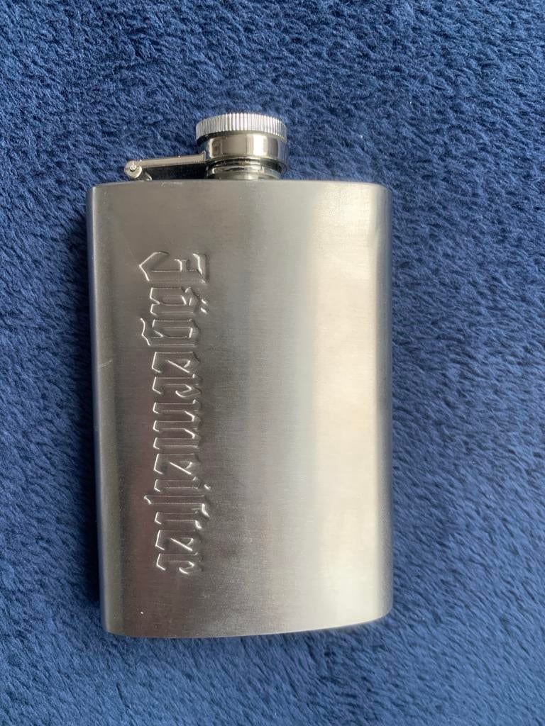 Platvinkie zakflacon rvs Jägermeister 4oz, Ophalen of Verzenden, Nieuw