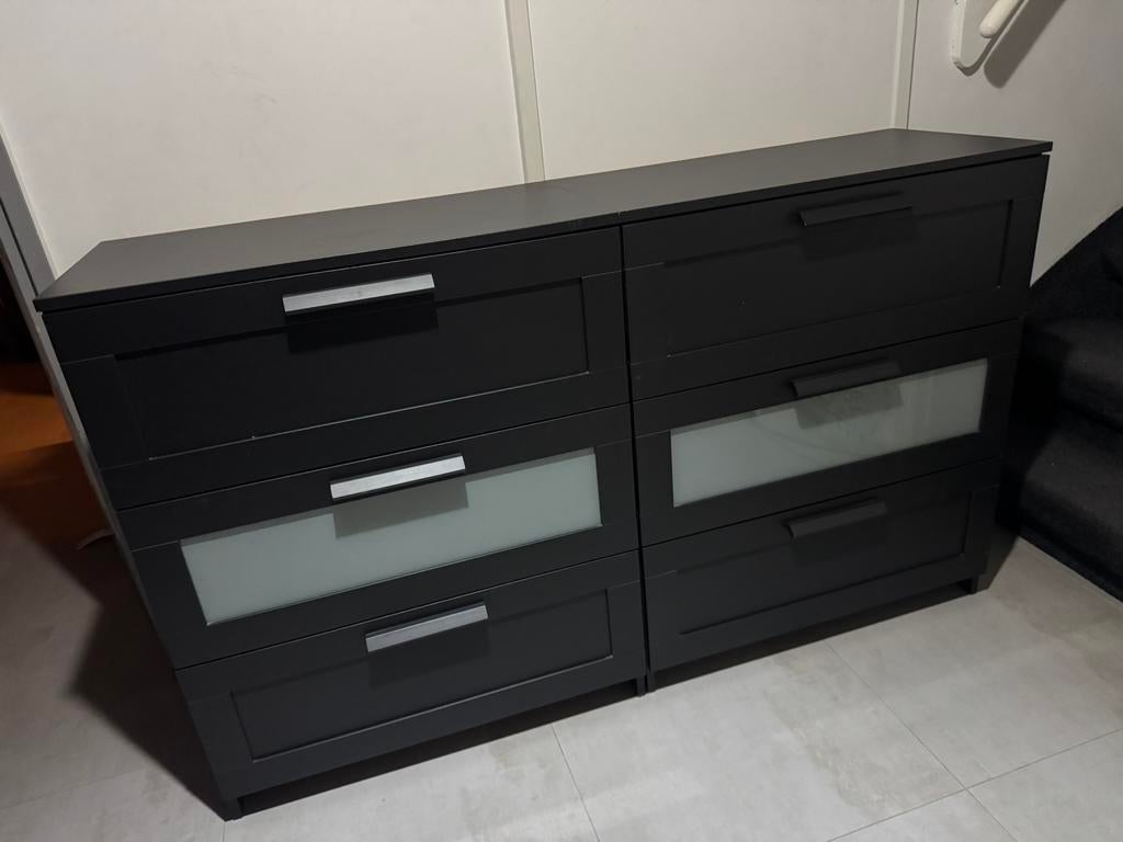 ikea malm ladekast zwart met 3 lades, Zo goed als nieuw, 3 of 4 laden, Minder dan 100 cm, 25 tot 50 cm