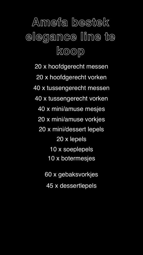 Super goed onderhouden Amefa Elegance Line bestek, Huis en Inrichting, Ophalen of Verzenden, Zo goed als nieuw, Rvs of Chroom