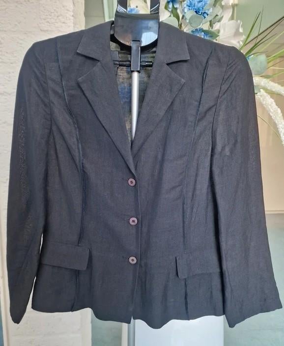 Evelin Brandt Blazer 38 – Linnen Mix, Ophalen of Verzenden, Zo goed als nieuw, Maat 38/40 (M), Grijs