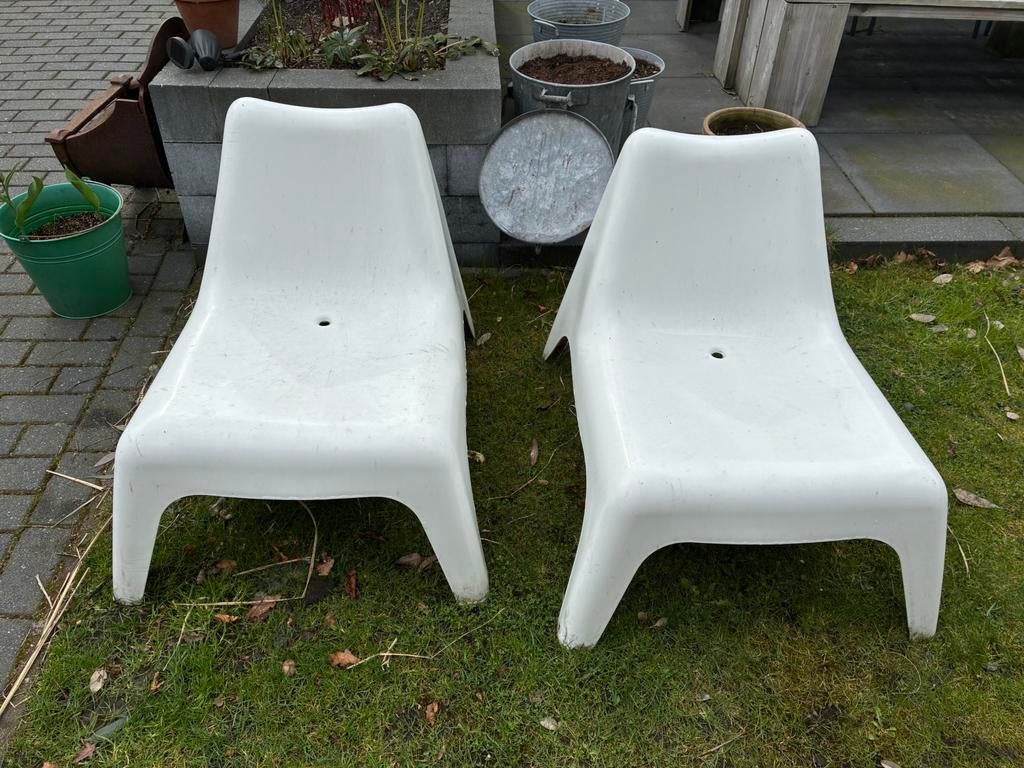 Ikea ps vago 2x wit tuin lounge stoel, Ophalen, Gebruikt, Kunststof