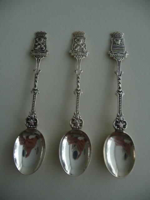 3 verzilverde LEPELTJES - ZEELAND, ZUID-HOLLAND en NEDERLAND, Ophalen of Verzenden