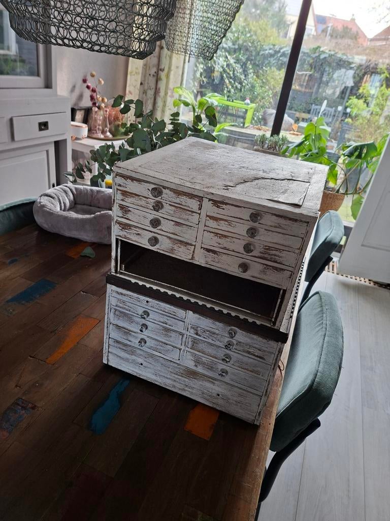 2 brocante kastjes, Huis en Inrichting, Kasten | Ladekasten, Ophalen, Gebruikt, 50 tot 100 cm, Minder dan 100 cm